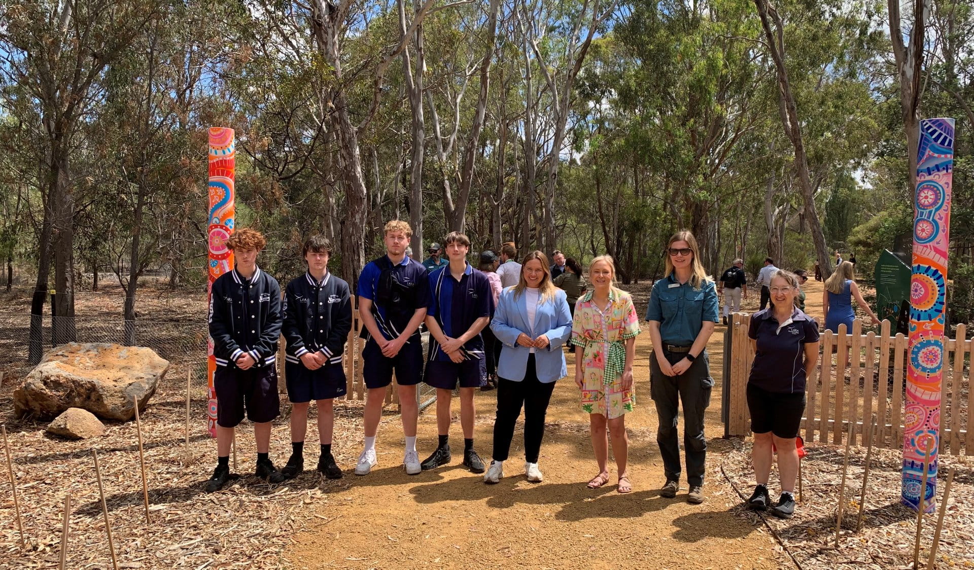 Lara Secondary students with Ella George MP and Jenna Oldaker Wadawurrung artist