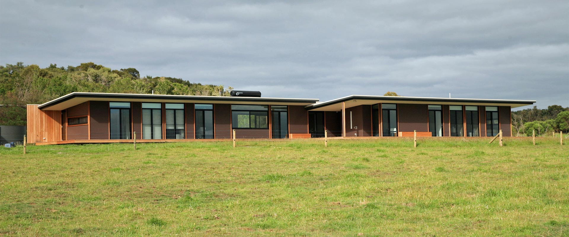 Outside view of a large accommodation building, Just Inside the Gate, at Wilsons Promontory National Park.