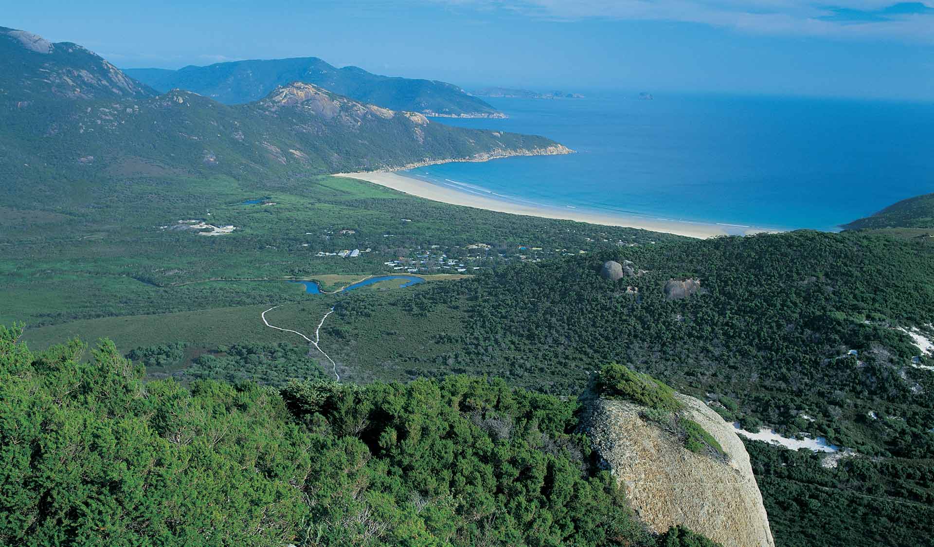 The view from the top of Mt Bishop in Wilsons Promontory National Park. 
