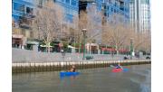 Two people kayaking on the Yarra River in Melbourne