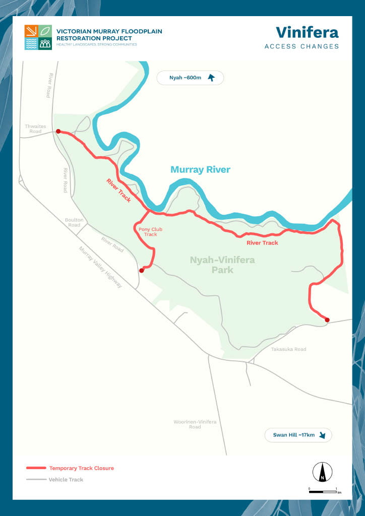 An infographic map of road closures in Vinifera. 