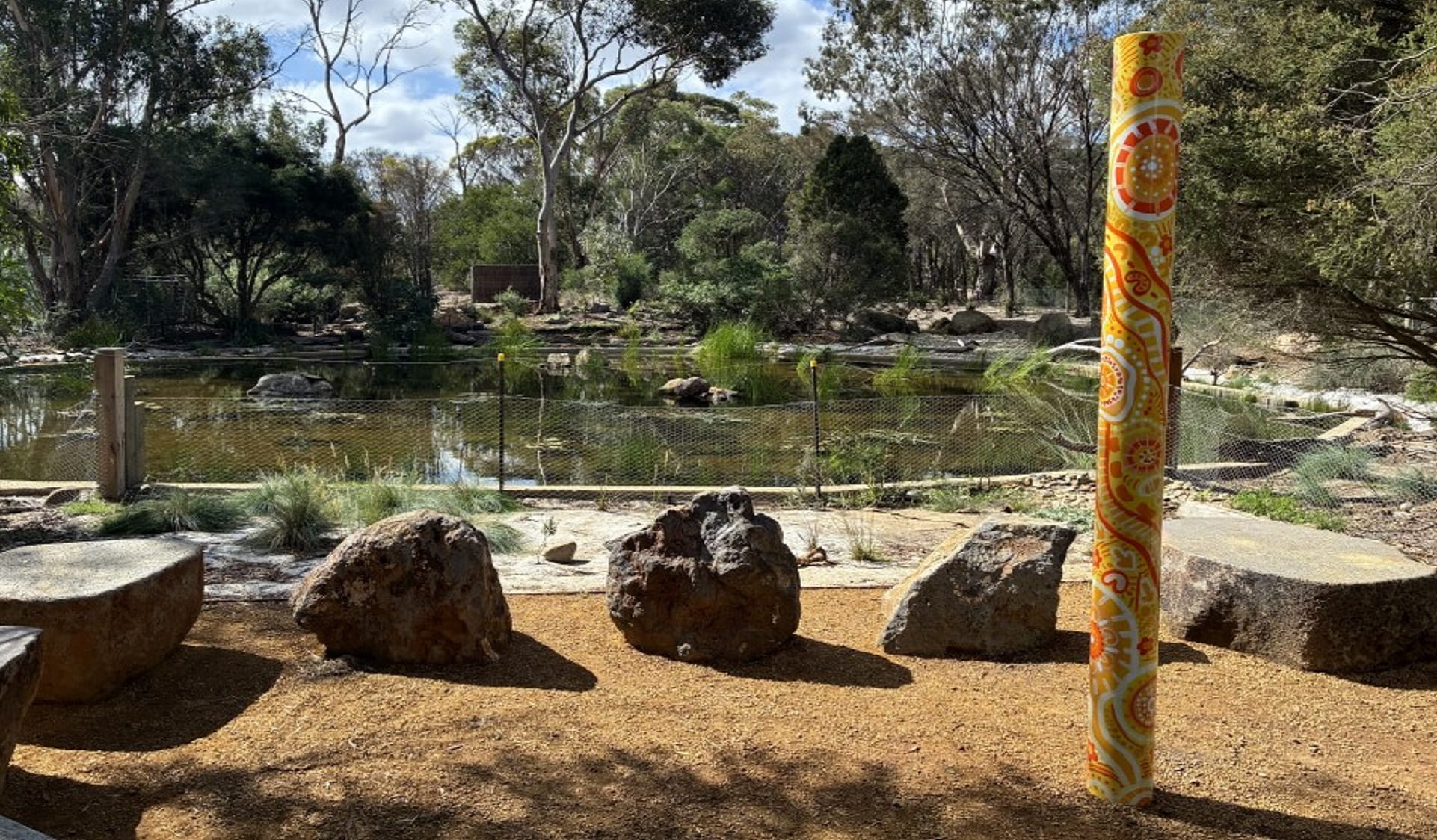 The refurbished display pond, known as Buluk, now complete
