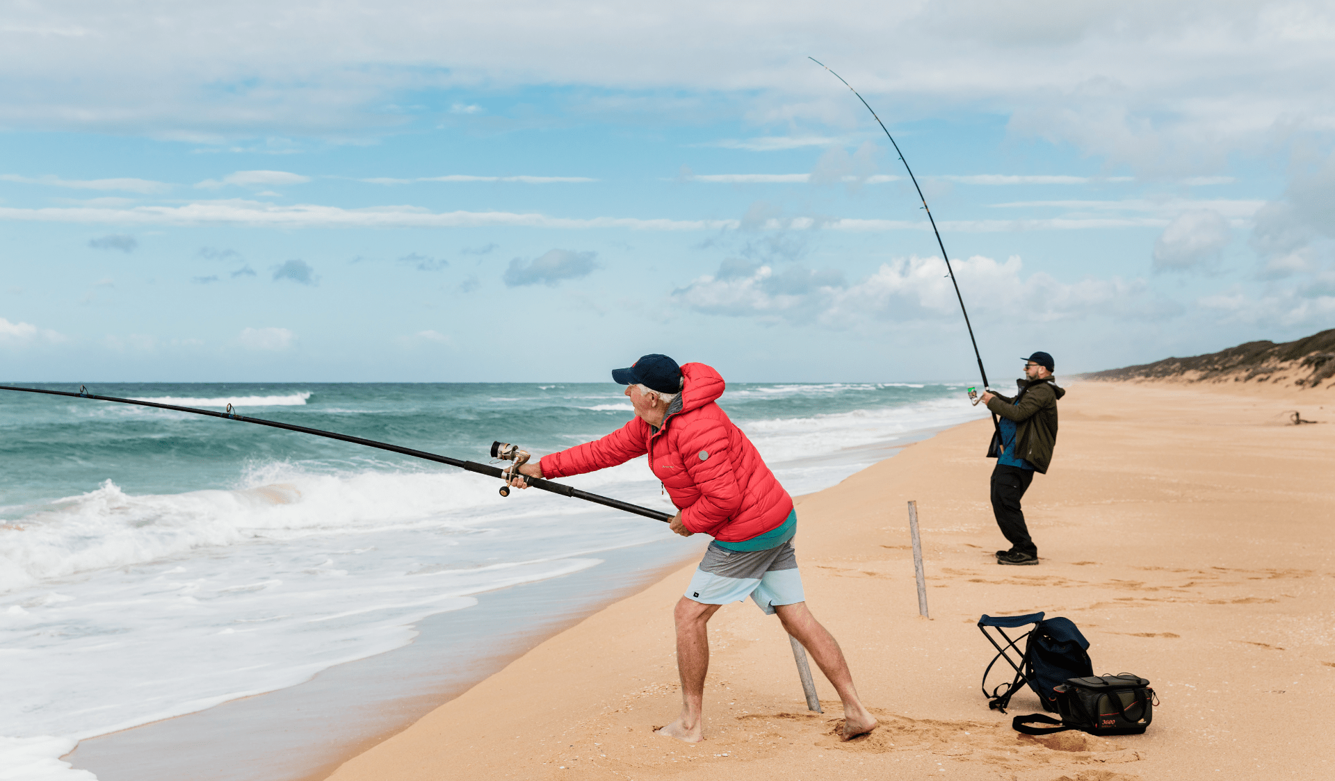 Surf fishing at 90 Mile Beach Gippsland Lakes Coastal Park