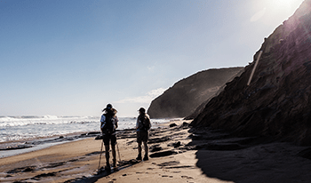 Hikers at Wreck Beach in Great Otway National Park