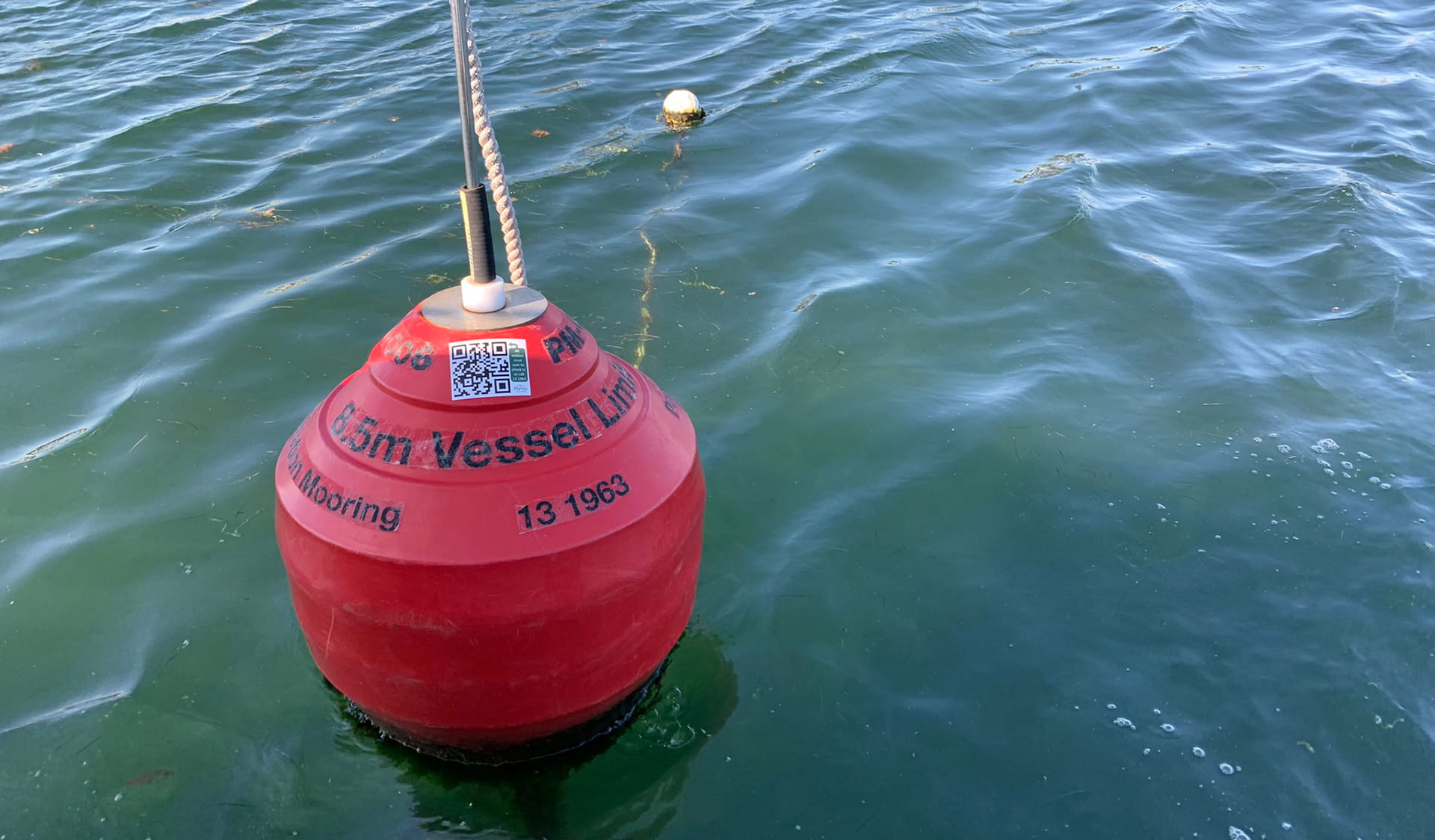 Red buoy floating in the water.